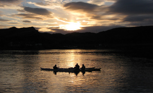 Canoes at Sunset